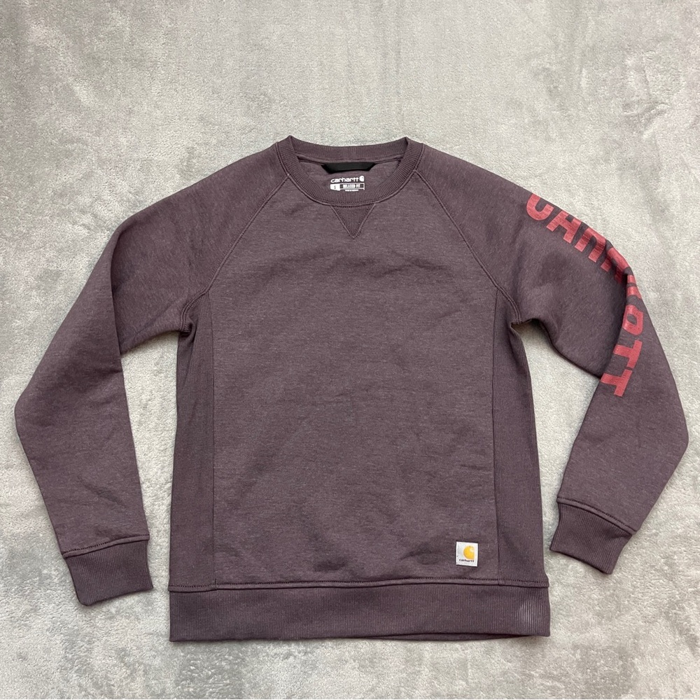 Carhartt Midweight Graphic Sweatshirt Burgundy Relaxed Fit Cotton Women's Small